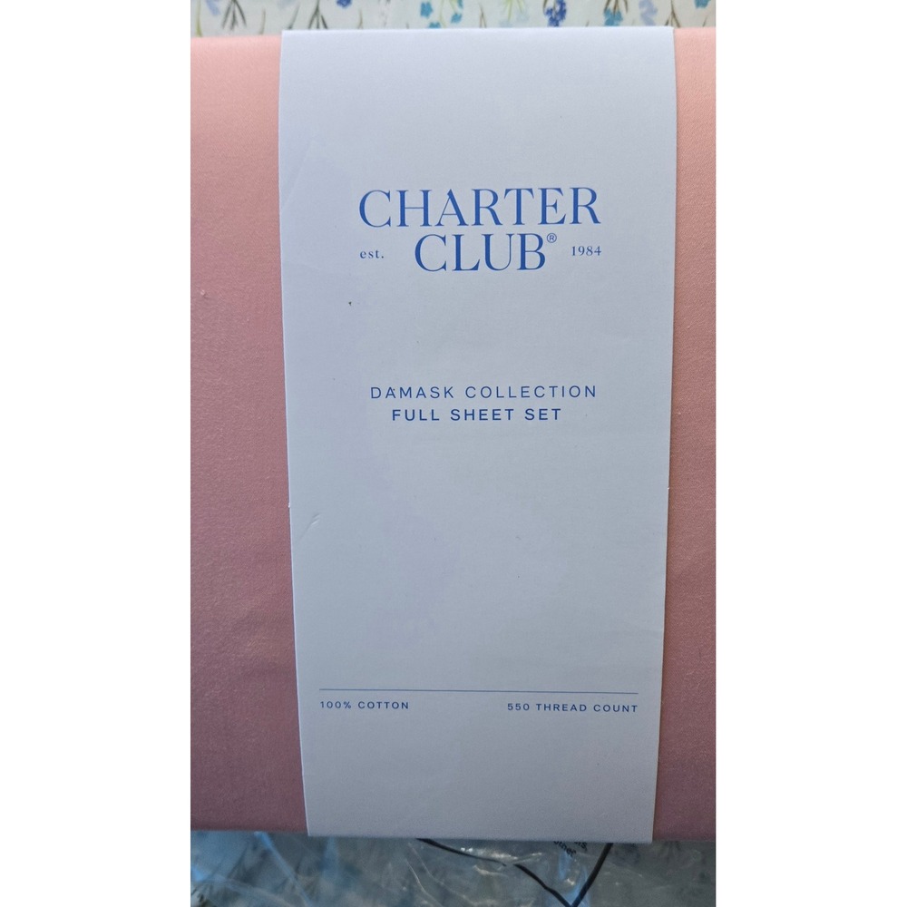 Charter Club Damask Full Sheet Set 550 Thread Count 100% Cotton Rose Pink New - Picture 6 of 6